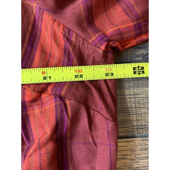 Women’s Ava & Viv Plaid Long Sleeve Collared Button-Down top red plaid X, 1020 - Picture 8 of 10